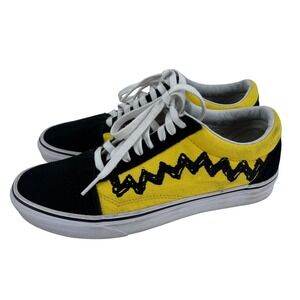 Vans Old Skool Peanuts Charlie Brown Shoes Yellow Black Mens 8 Womens 9.5